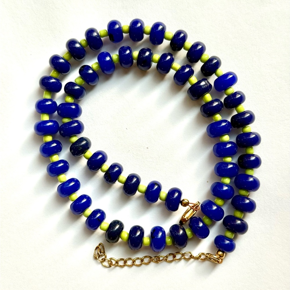 Blue and Green Real Gemstone Beaded Necklace